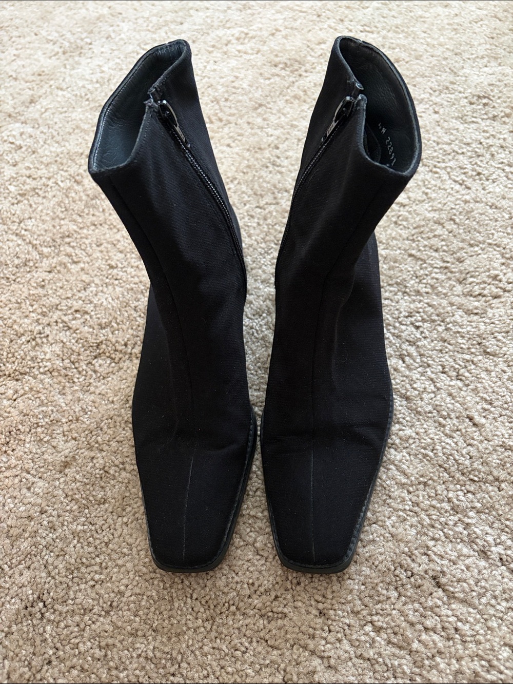 Stuart Weitzman Black Gore-Tex Square Toe Ankle Boots with Side Zip
Size 6 1/2M
